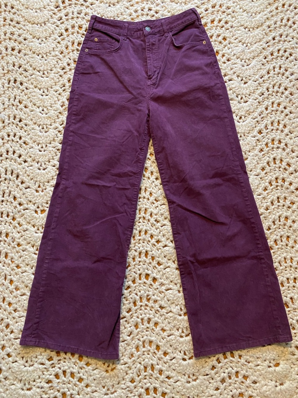 Anthropologie Pilcro Purple Magenta Corduroy Wide Leg Pants. Relaxed, retro